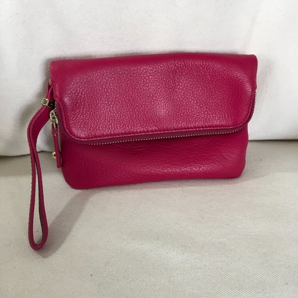 Talbots Handbags - Talbots Fushcia Pink Fold Over Wristlet Purse